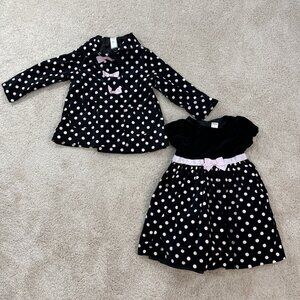 Gymboree Black and Pink Polka Dot Formal Dress Set